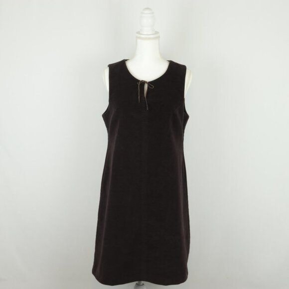 L.L. Bean Women's Size 6 Petite Brown Split Neck Pull Over Sheath Dress NWT - Picture 1 of 7